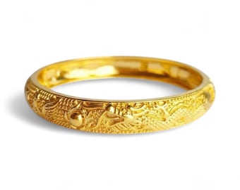 Dragon & Phoenix Design, Traditional Chinese Jewelry, Lucky Gold Plated Bracelet Gift for Her