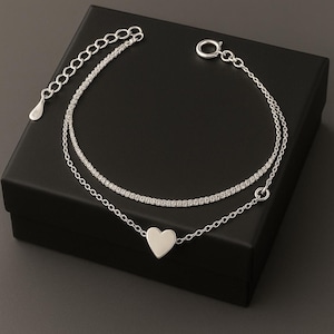 Bracelet de cheville petit coeur bohème coeur de plage en métal plaqué argent