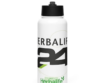 Herbalife Stainless Steel Water Bottle: 32oz Travel Thermos with Straw