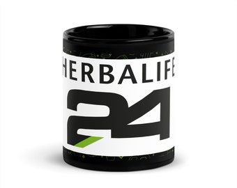 Herbalife 24 Coffee Mug: Black Ceramic, Glossy Finish