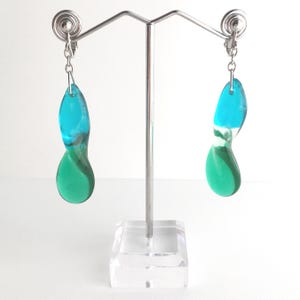 Artistic resin earrings,Unique colorful earrings,Modern resin earrings,Unusual resin earrings,Statement earrings,lightweight earrings,blue