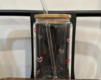 Valentine's Day Glass. Libbey Glass. Valentine's Day. Glass Cup. Mini Hearts