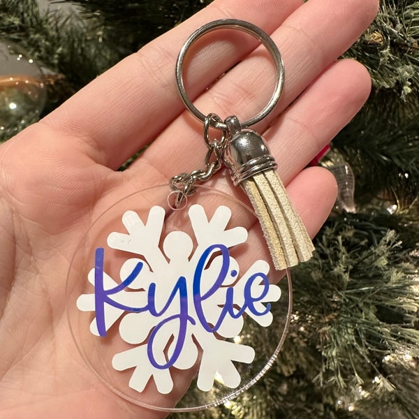 Snowflake Keychain Etsy