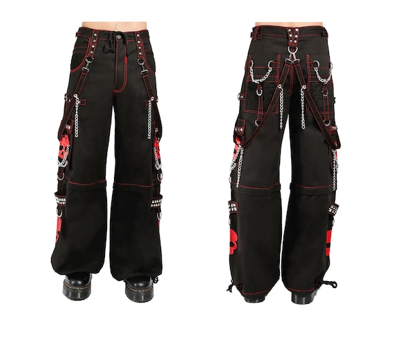 Gothic Pant RED Skull Gothic Cyber Chain Goth Jeans Punk
