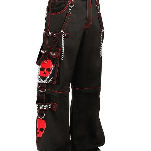 Red Skull Gothic Pants: Cyberpunk Chain Goth Jeans - Etsy