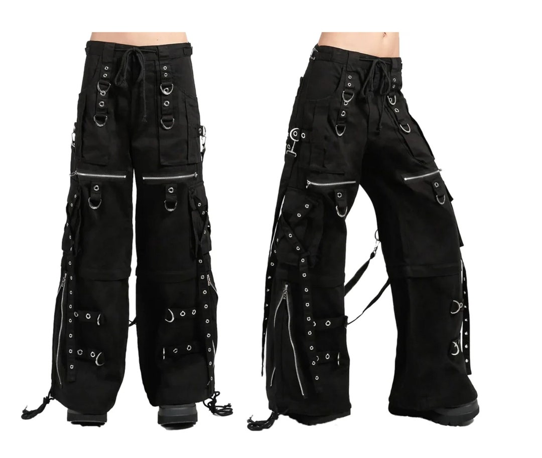 vintage made in France black pants　bj Fashion Gothic Pant Goth Jeans Punk Cyber Chain Rock Black