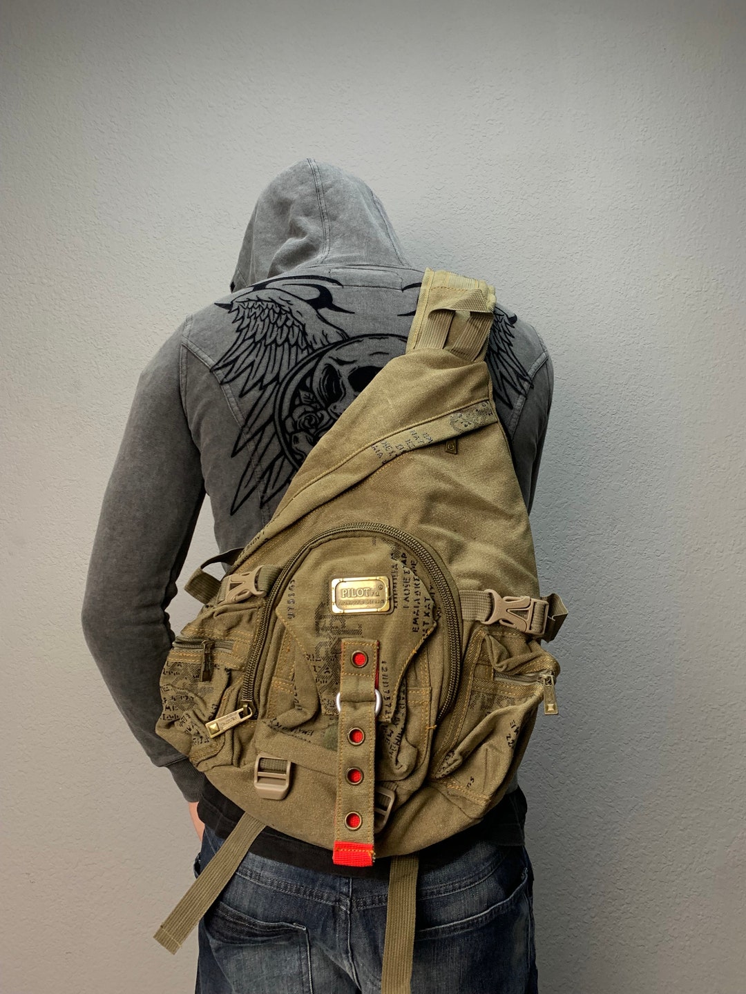 Vintage Diesel Sling Bag Jeans Vintage Y2K Multi Pocket Bag Military