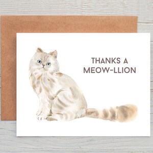 Merci une carte de remerciement chat Meowllion, carte de remerciement imprimable, carte de remerciement aquarelle, téléchargement immédiat, carte de jeu de mots, amoureux des chats