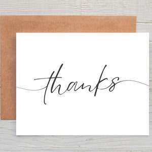Minimalist Type Printable Thank You Card, Simple, Script, Instant Download, Digital Card, Typography
