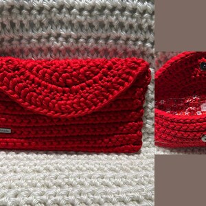 Juli - Crochet wrist Bag, Handmade Purse, Modern Style, Hand knitted bag, Crochet purse, 5 colors, Hand Woven wrist envelope Bag
