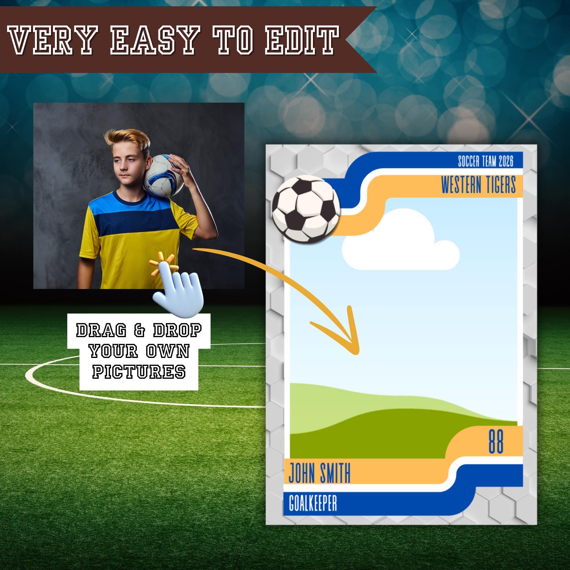 Editable Soccer Trading Card Template Canva | Sports Card Template ...