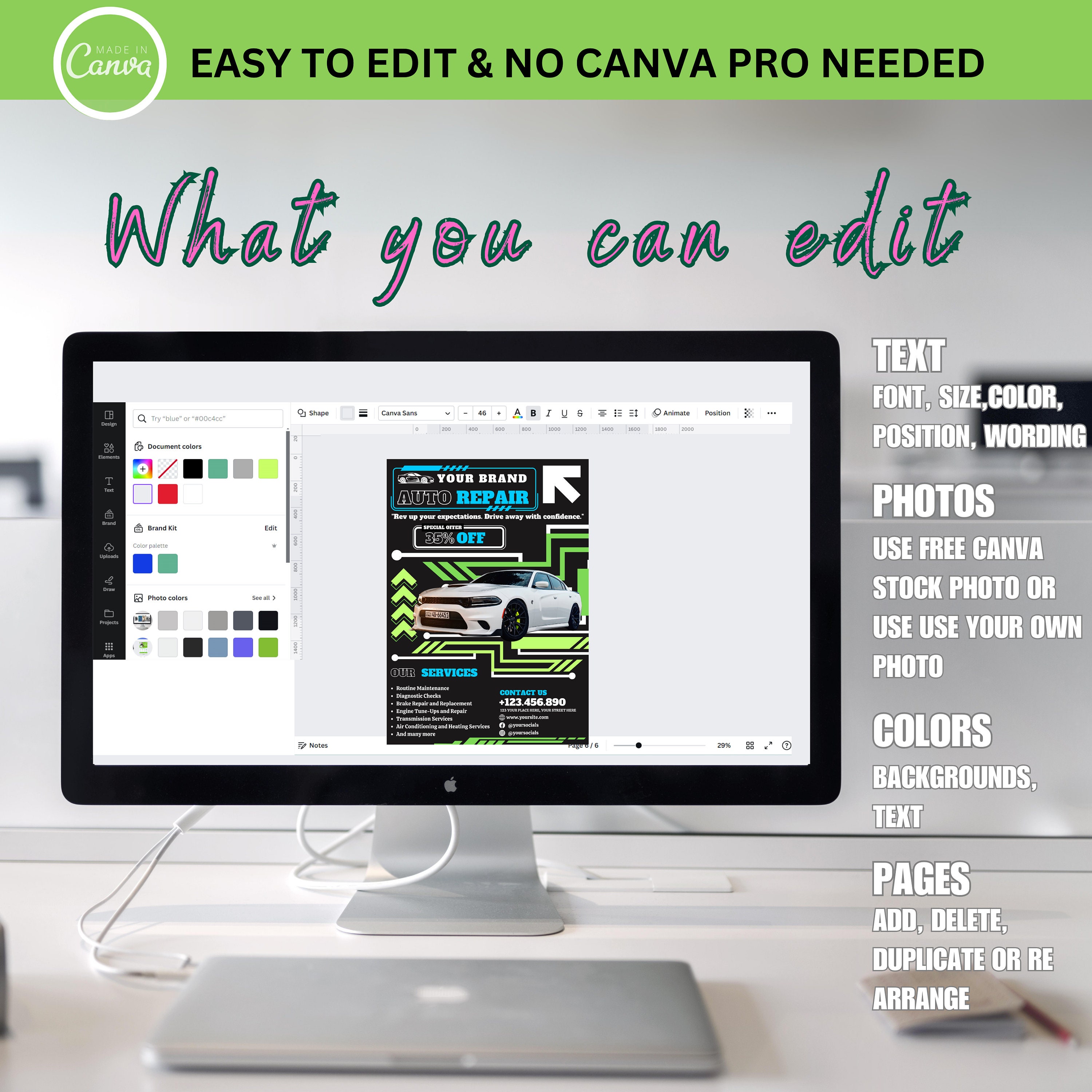 Auto Repair Shop Flyer Template: Editable Canva Layout (digital