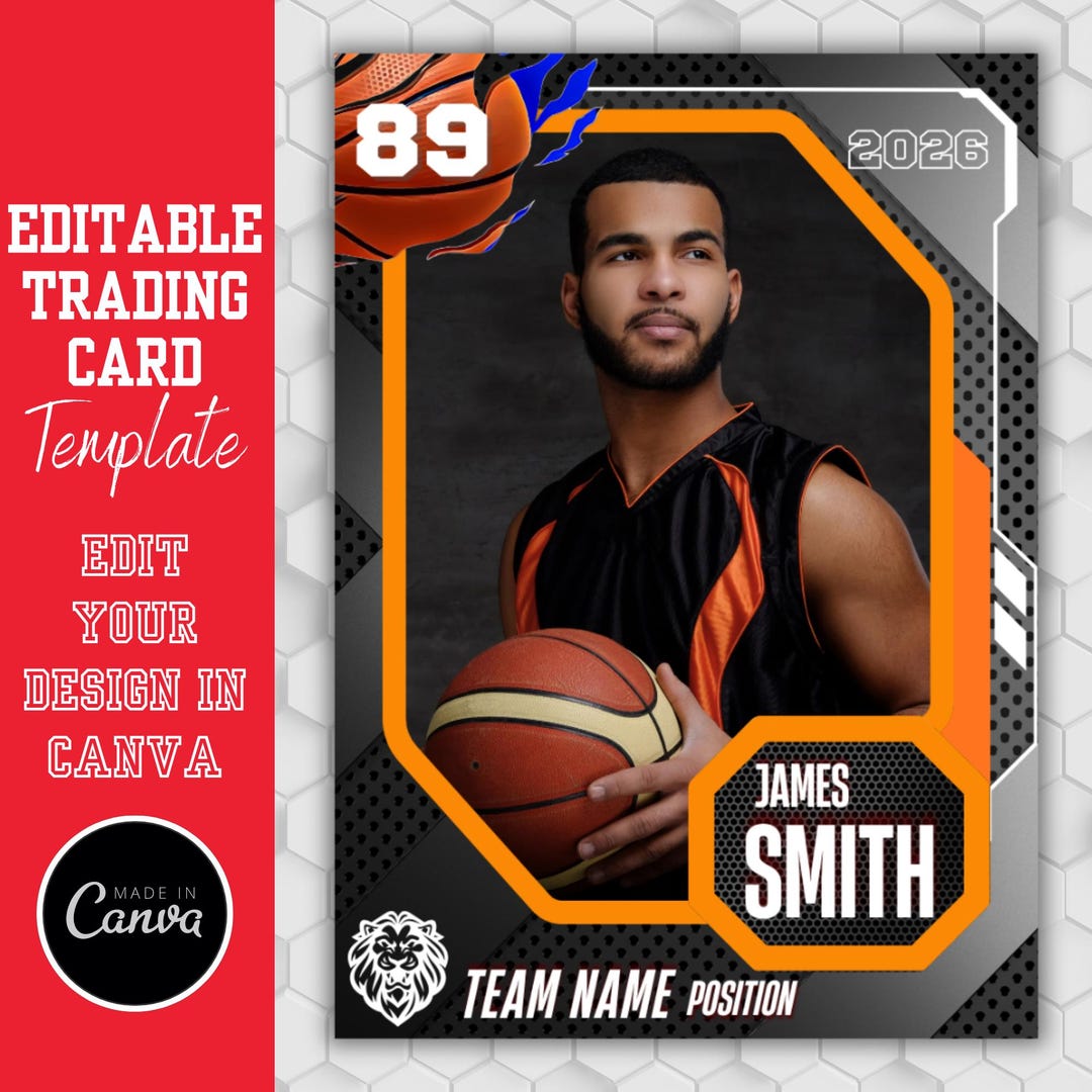 Editable Basketball Trading Card Template | Sports Trading Card Design ...