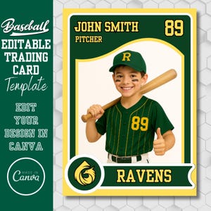 Editable Baseball Trading Card Template: Canva Layout, 2.5x3.5&quot;