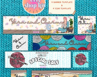 Crochet Shop Branding Kit: Etsy Banner & Icon Templates (Canva)