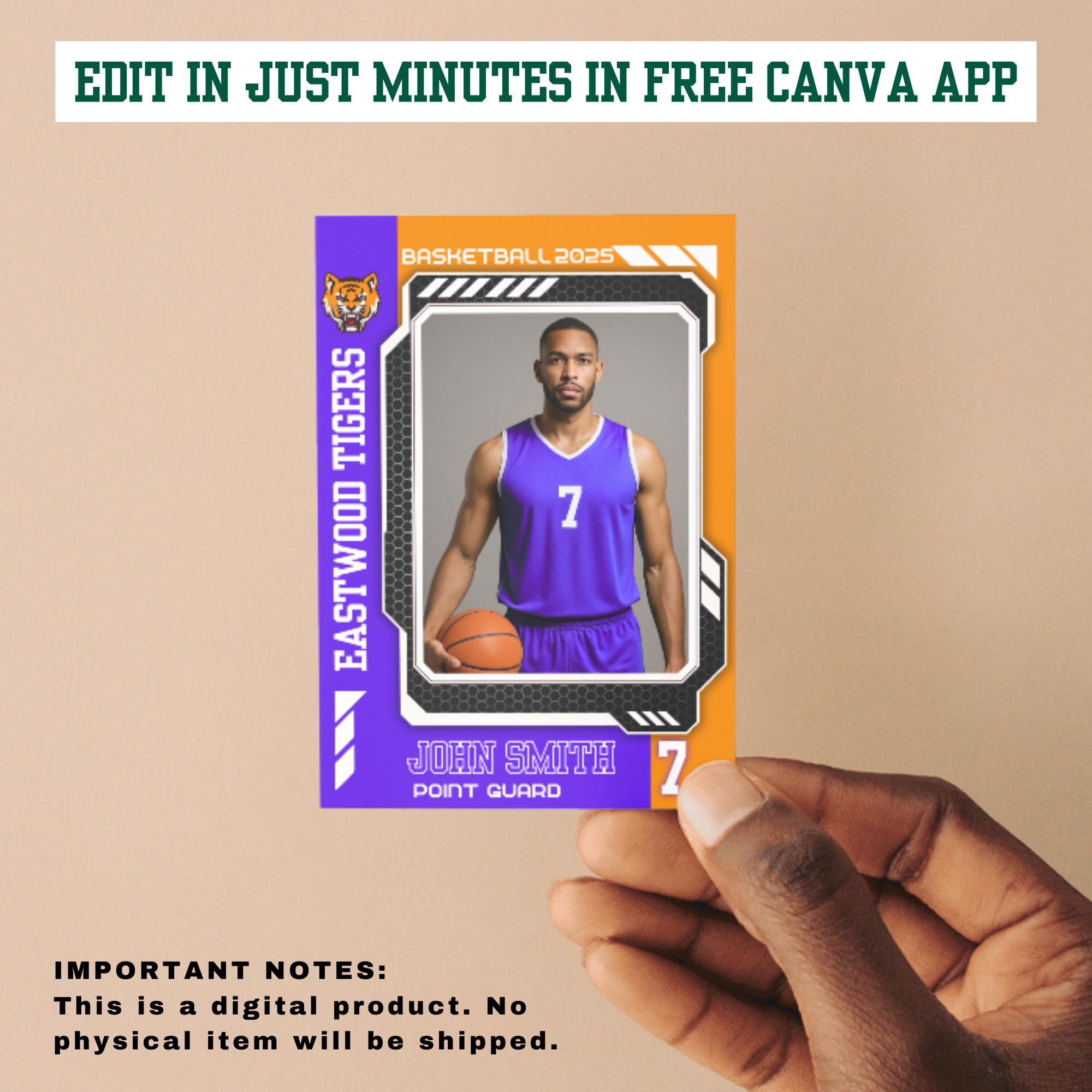 Basketball Trading Card Template | Editable Sport Trading Card Design ...