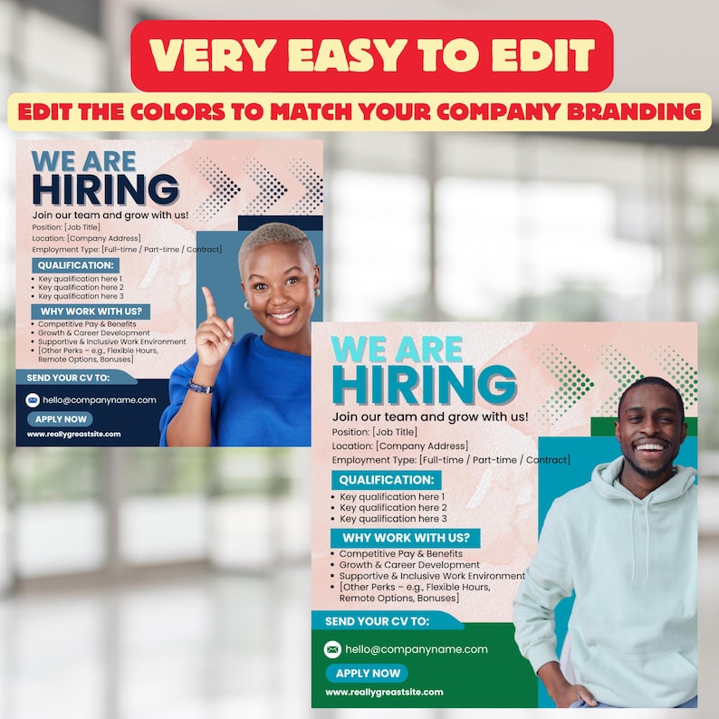 Editable We Are Hiring Flyer Template: Canva Design (digital) - Etsy