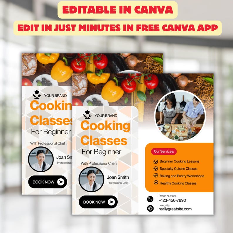 Editable Cooking Class Flyer Template: Chef Training, Baking Workshop ...
