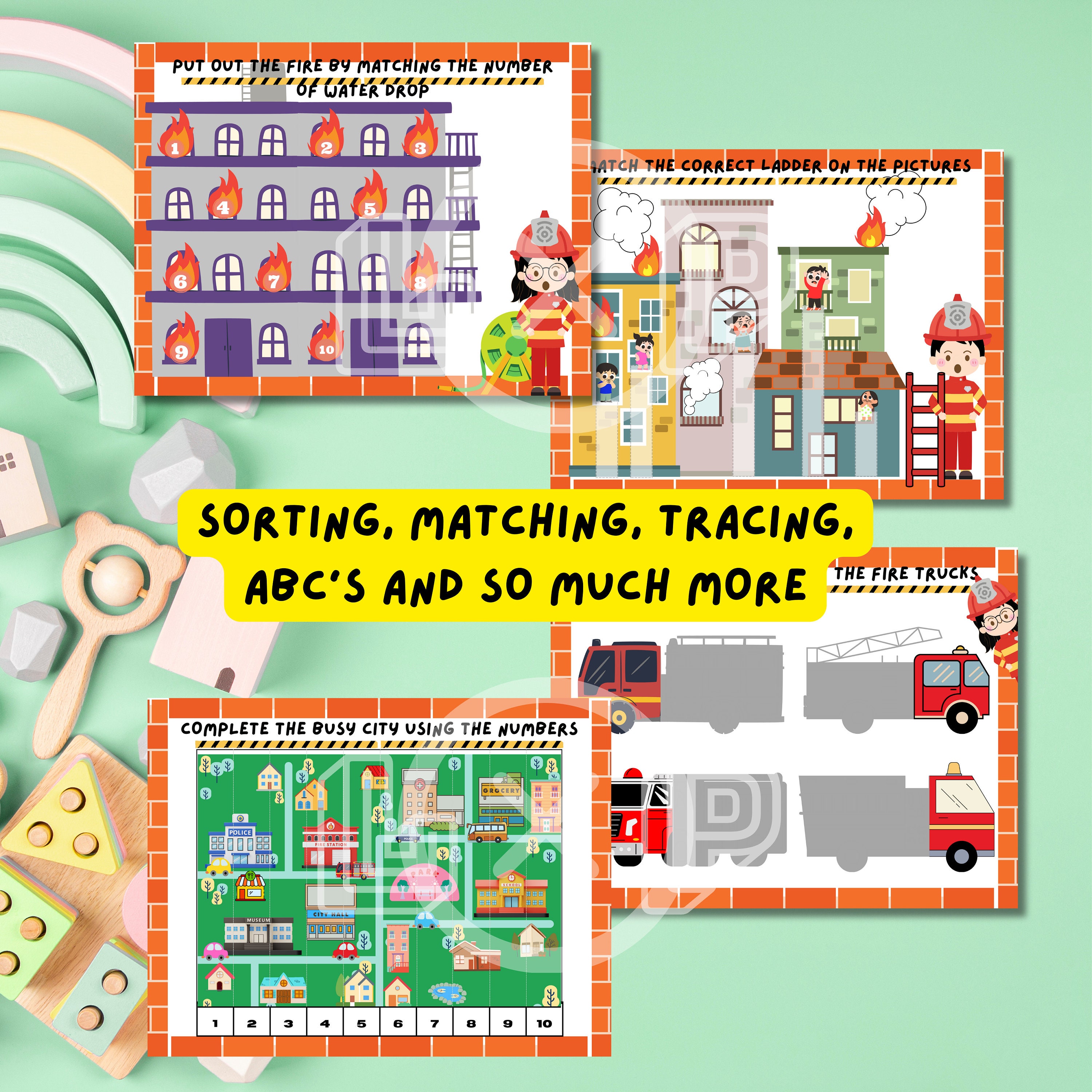 Firefighter Theme Busy Book, Digital Download PDF File. Pre School ...