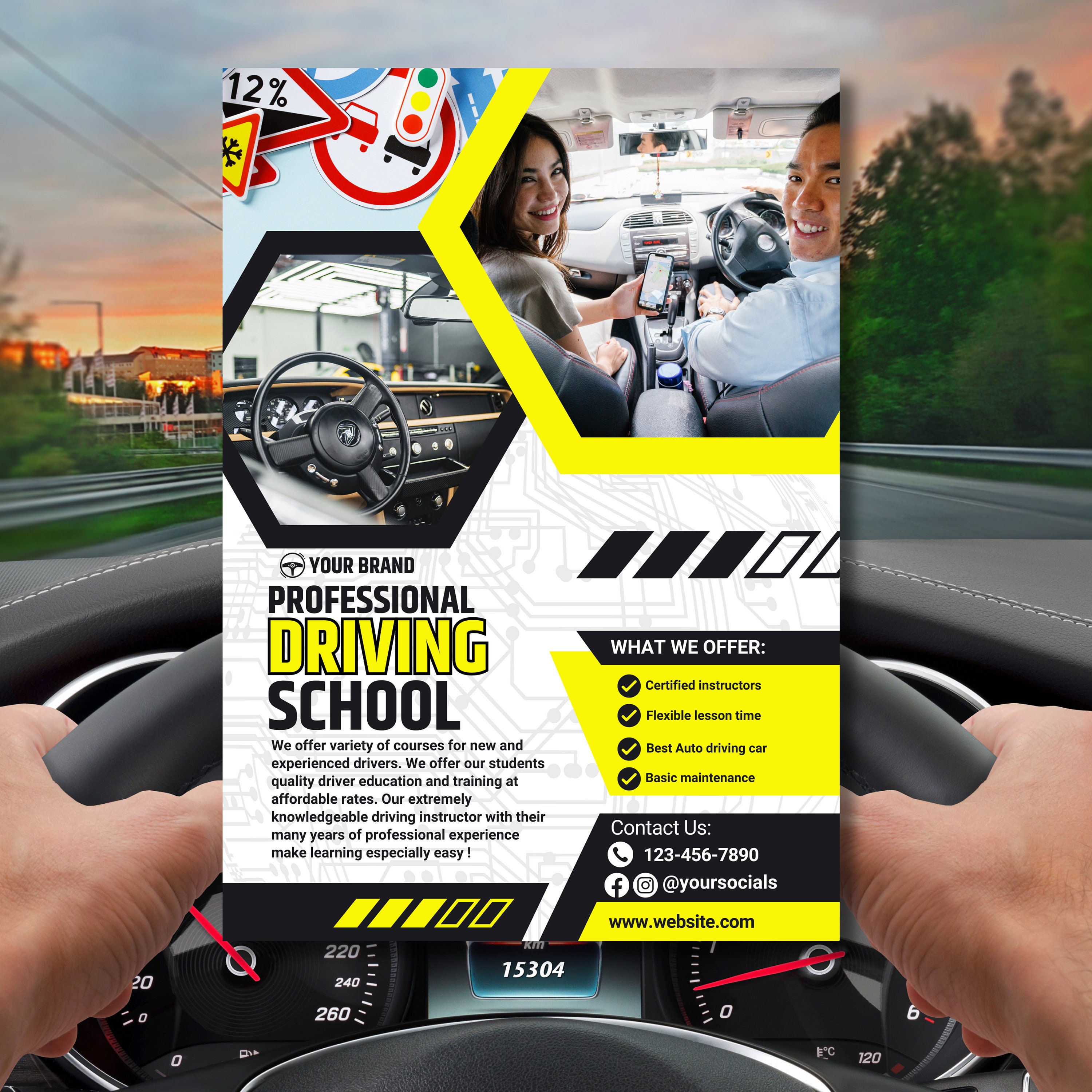 Driving School Flyer Template Editable Canva Design digital Download 