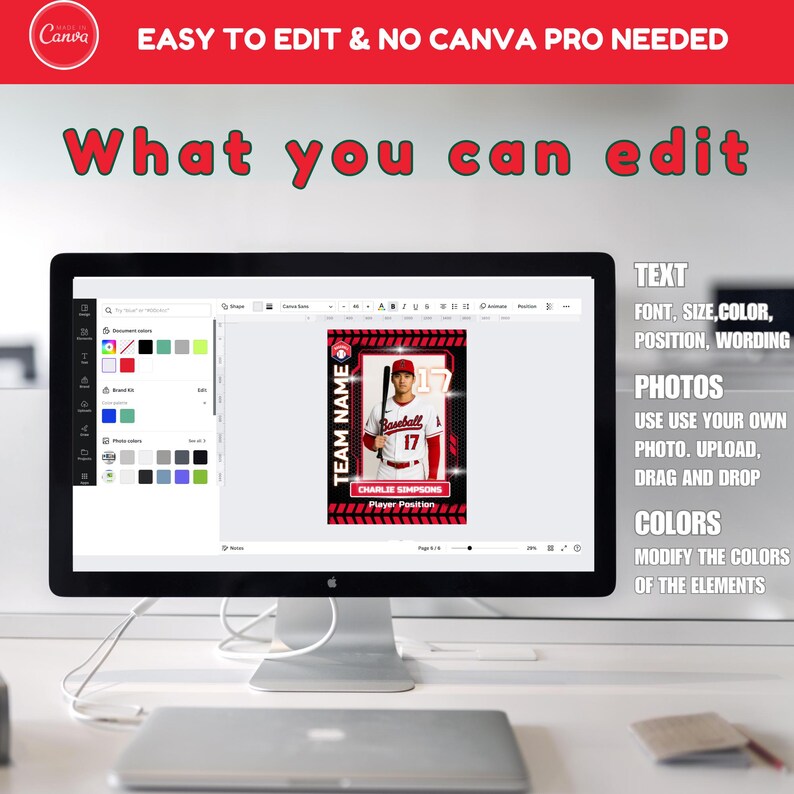 Editable Baseball Trading Card Template: Canva Design, 2.5x3.5 in ...