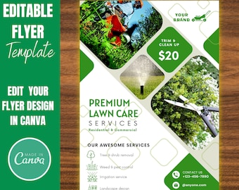 Lawn Care Services Flyer: Editable Canva Template (Digital Download)