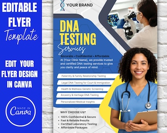 DNA Testing Flyer Template: Clinic Promo, Editable Design (Digital Download)