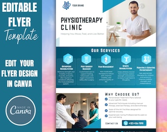 Physiotherapy Clinic Flyer Template: Customizable Canva Design