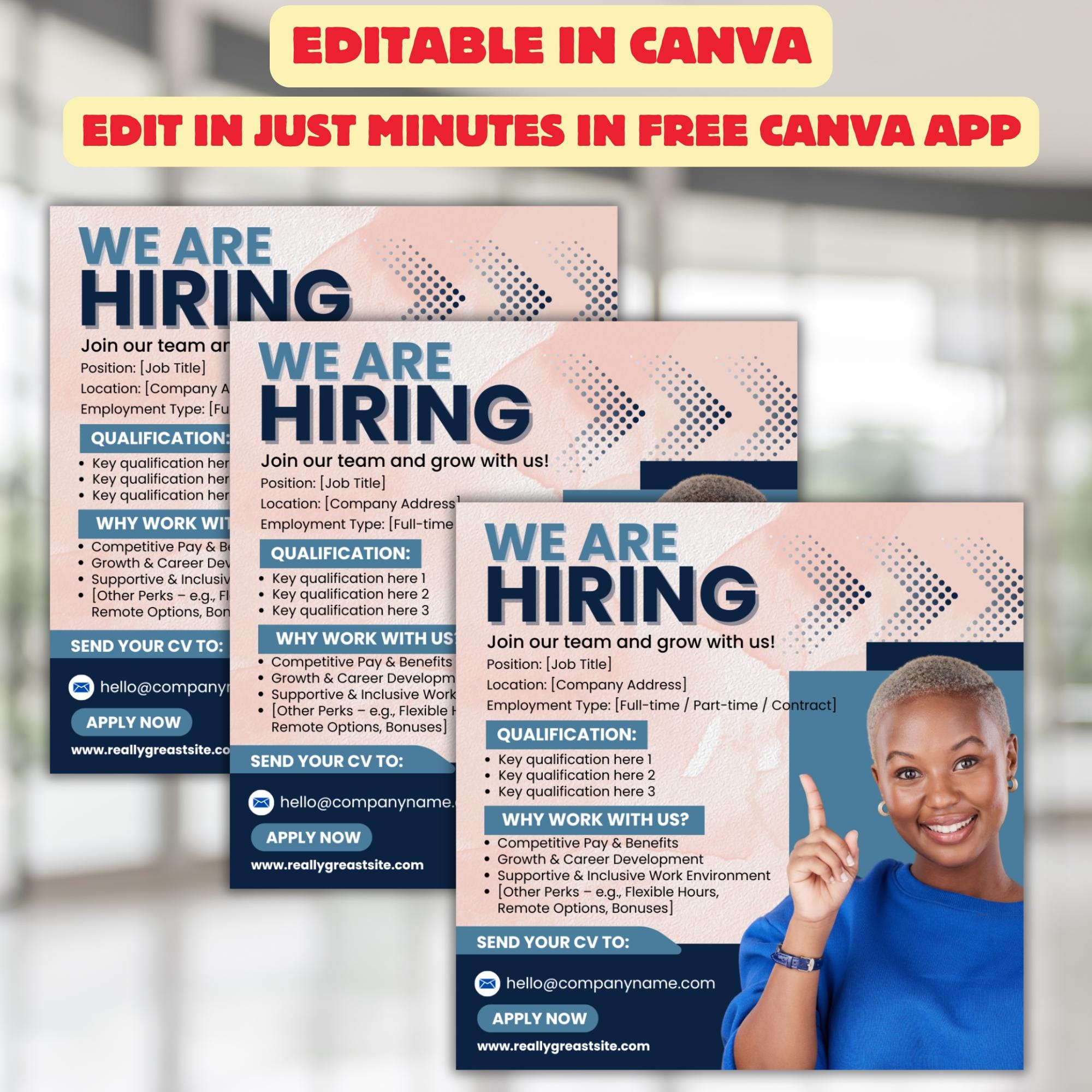 Encoder Hiring Editable Editable We Are Hiring Flyer Template: Canva Design (digital) - Etsy