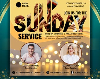 Editable Church Service Flyer Template: Canva Religious Event Invite