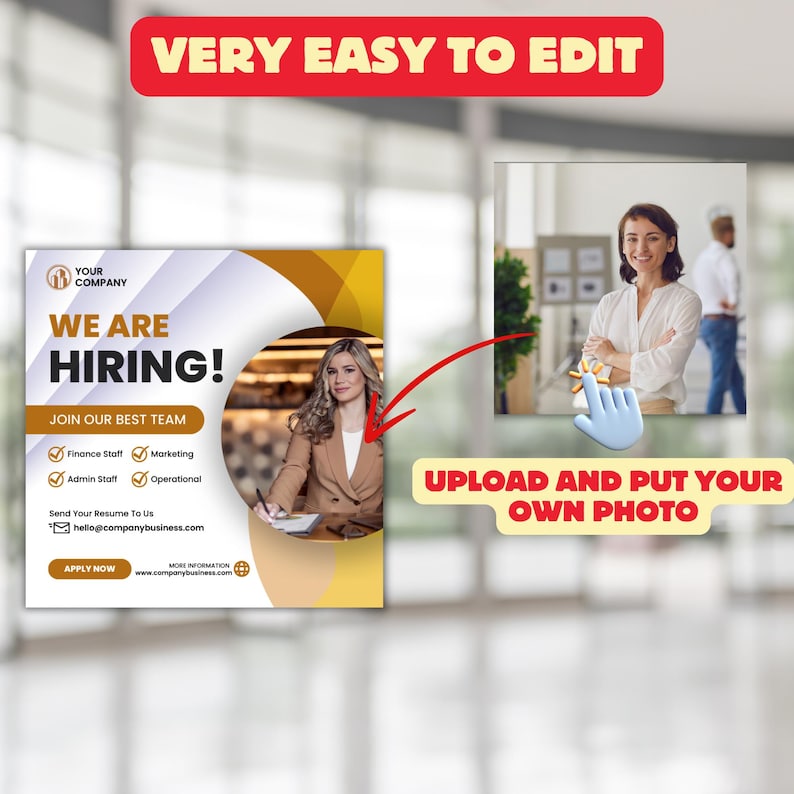 Encoder Hiring Editable Editable Hiring Flyer Template |job Recruitment Digital Posting Layout ...