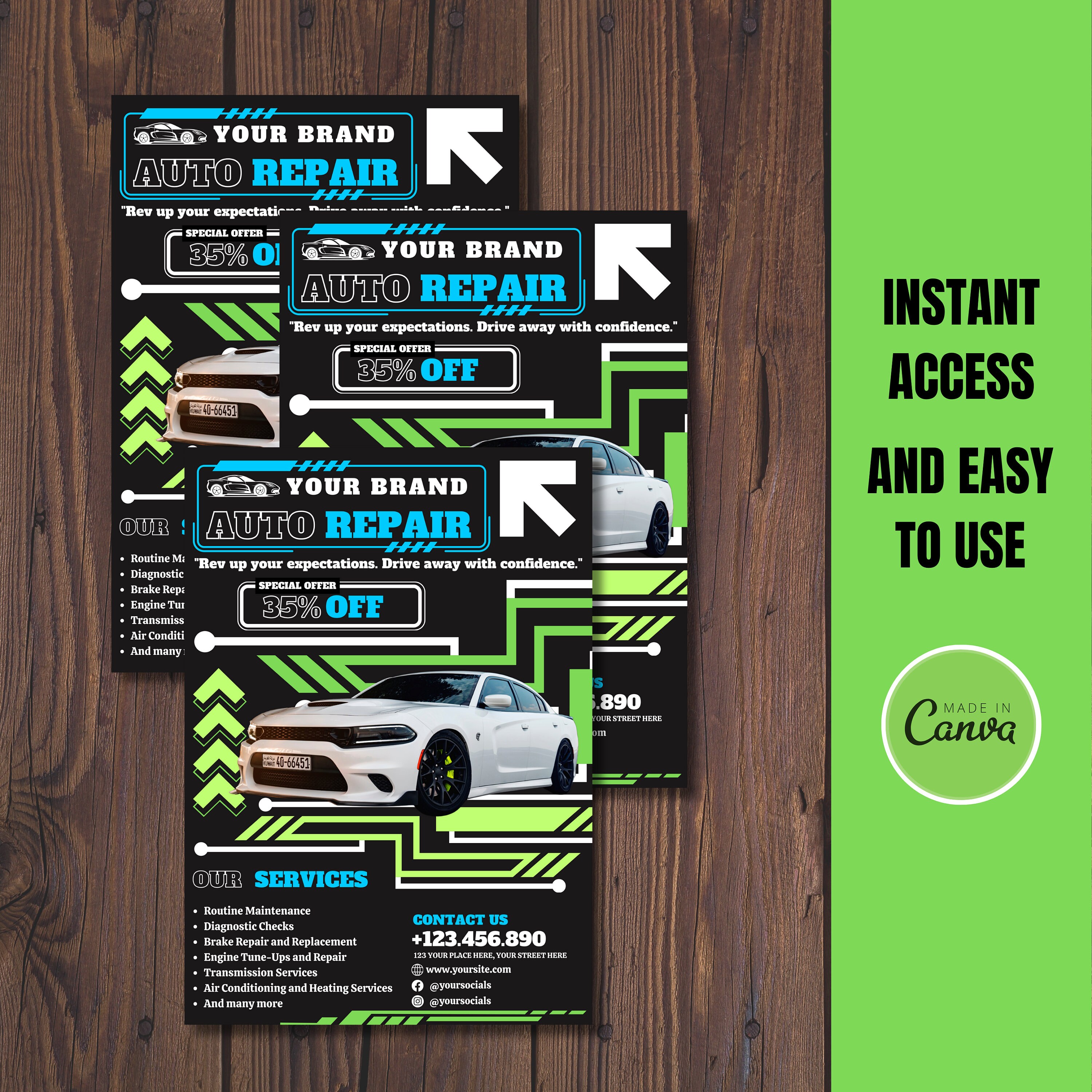 Auto Repair Shop Flyer Template: Editable Canva Layout (digital