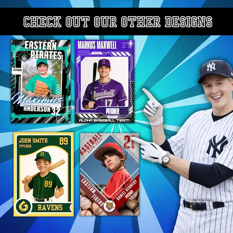 Editable Baseball Trading Card Template: Canva Design, 2.5x3.5 in (Digital Download image 11