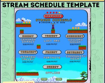 Retro Pixel Stream Template: Bearbeitbares Canva Design