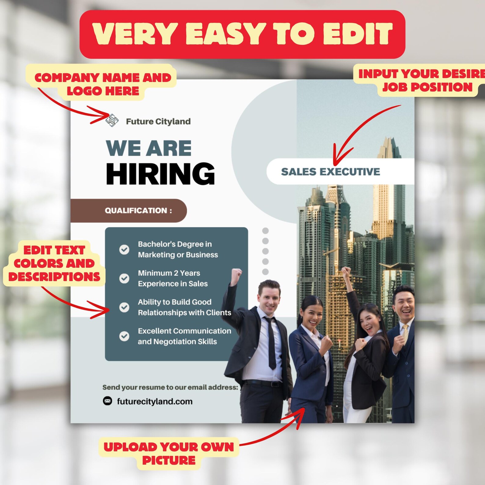 Encoder Hiring Editable Editable Hiring Flyer Template | Social Media Hiring Ad Design Layout ...