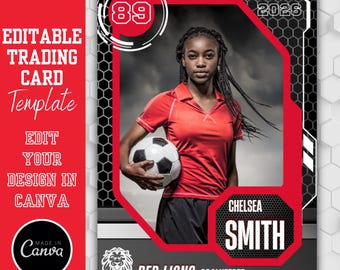Editable Soccer trading card template | Sports Card Design | Football Player Card | Custom Athlete Card | Kids Team Photo | Digital Download