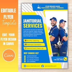 Hausmeisterservice Flyer Vorlage | Bearbeitbares Canva Flyer Design | Putzservice Poster Layout | Anzeigen für Hausmeisterstellen