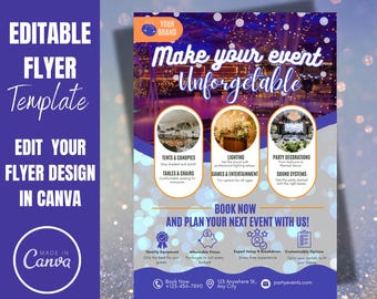 Flyer de location de salle d'événement : modèle Canva modifiable (téléchargement numérique)