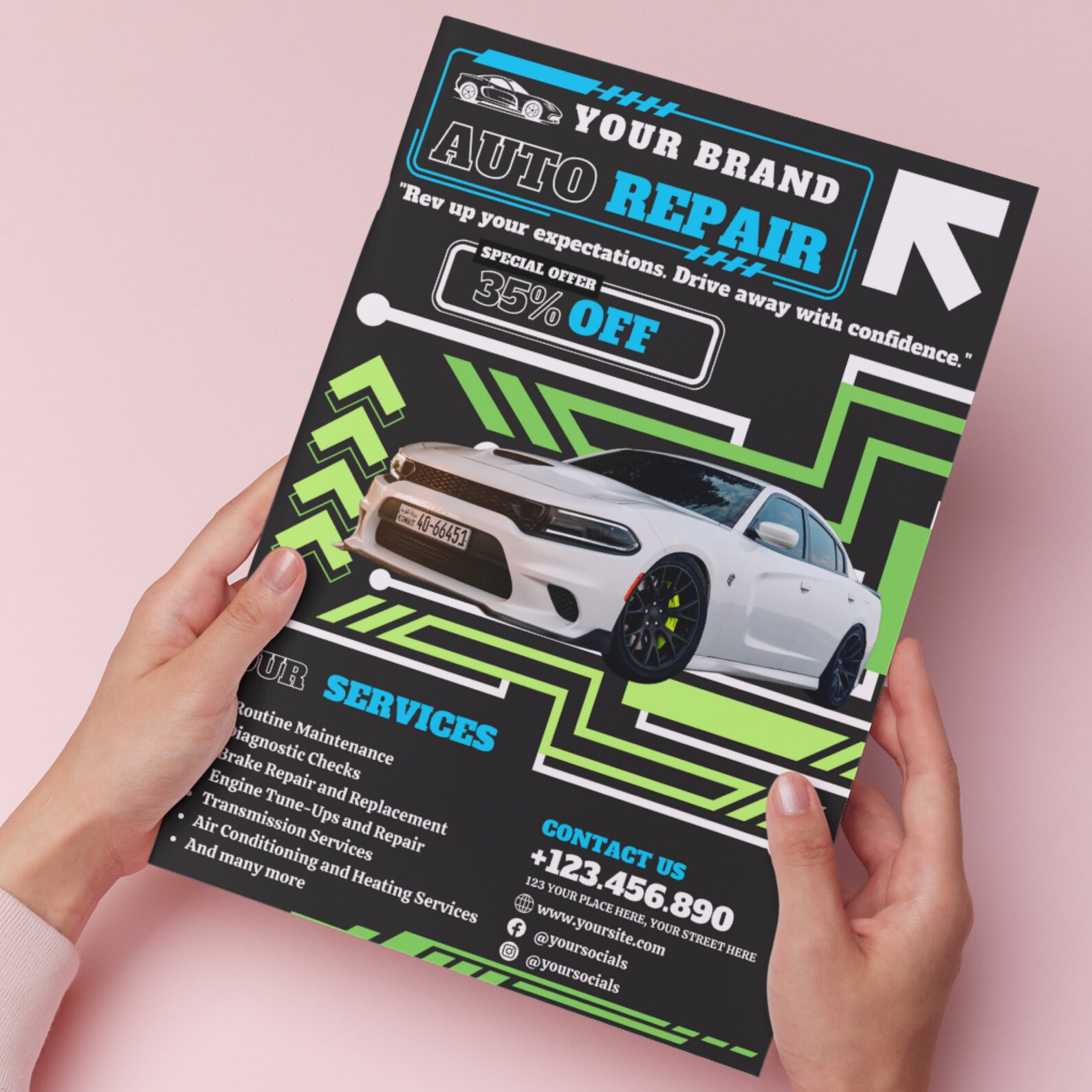 Auto Repair Shop Flyer Template: Editable Canva Layout (digital