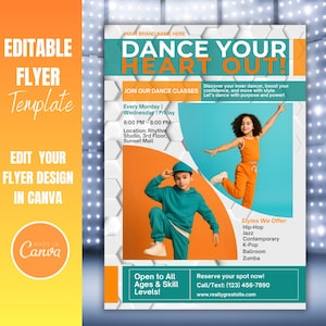 Editable Dance camp flyer template | Dance workshop promotional poster design | Printable dance sessions flyer layout | Dance school flyer