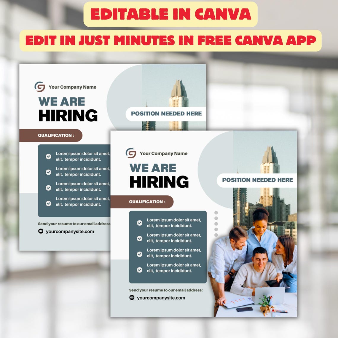 Encoder Hiring Editable Editable Hiring Flyer Template | Social Media Hiring Ad Design Layout ...