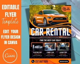 Car Rental Flyer Template: Modern Editable Design (Digital Download)