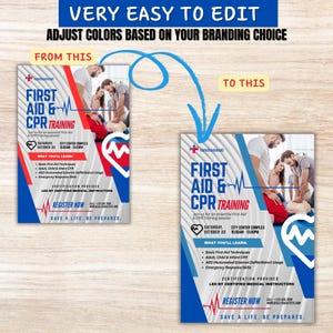 First Aid & CPR Training Flyer Template | Editable Canva Design ...