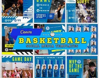 Basketball Social Media Vorlagen: Bearbeitbare Canva Grafiken (1080x1080px)