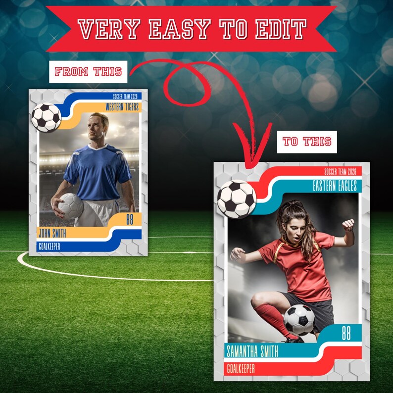 Editable Soccer Trading Card Template Canva | Sports Card Template ...