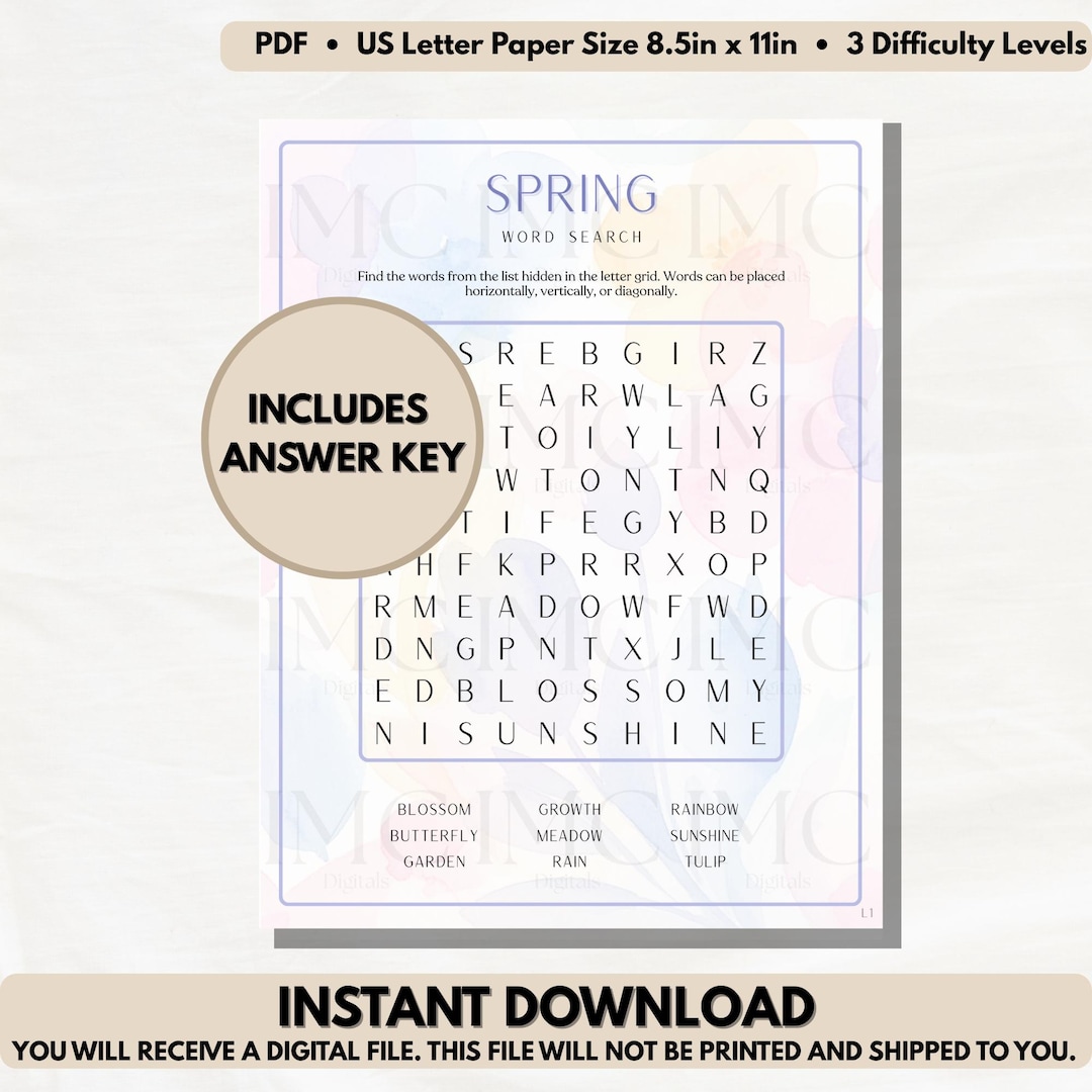 Fun Pdf Spring Word Search Puzzle | Family Fun (PDF Download) - Etsy Australia