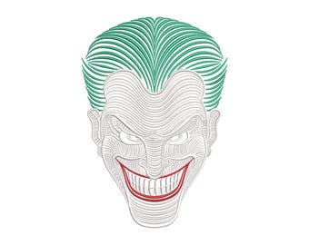 Joker Face Embroidery Design – Evil Smile Villain Machine Patch File. Digitized embroidery