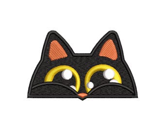 Peeking Black Cat Embroidery Design | Cute Cat Patch File | Instant Download for Machine Embroidery
