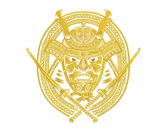 Samurai embroidery Machine Design, Samurai head, Japan Embroidery Designs. Digitized embroidery