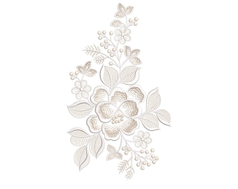 Lace applique embroidery design. Flower Embroidery Design. Digitized embroidery